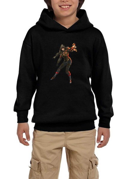 Diablo 3 Female Demon Hunter Siyah Çocuk Kapşonlu Sweatshirt