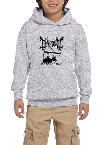 Mayhem Deathcrush Gri Çocuk Kapşonlu Sweatshirt