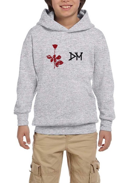 Depeche Mode Rose Gri Çocuk Kapşonlu Sweatshirt