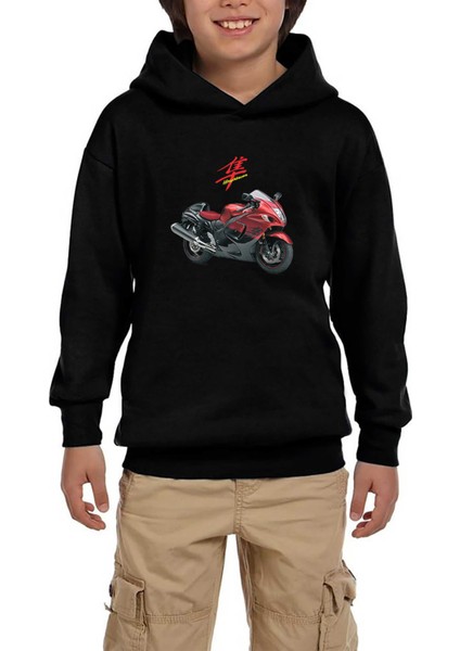 Suzuki Hayabusa Gsx R 1300 Siyah Çocuk Kapşonlu Sweatshirt
