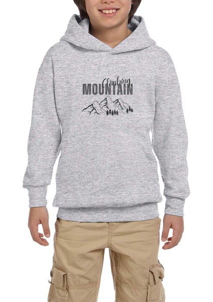 Climbing Mountain Gri Çocuk Kapşonlu Sweatshirt