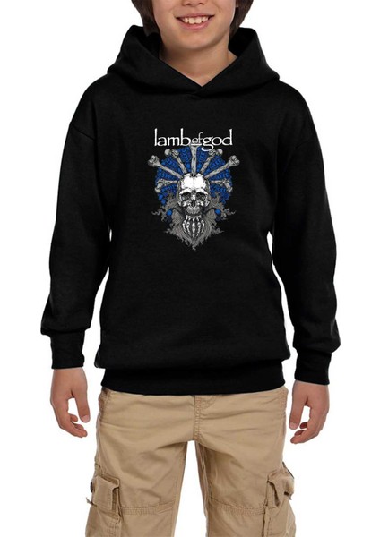 Lamb Of God Bearded Skull Siyah Çocuk Kapşonlu Sweatshirt