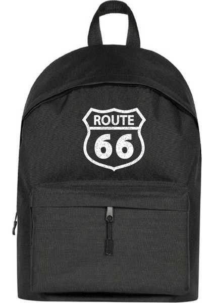 ROUTE66 Logo Sırt Çantası Siyah Renk