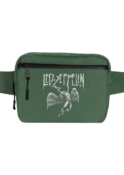 LED Zeppelin Failing Angel Bel Çantası Fermuarlı Yeşil Renk