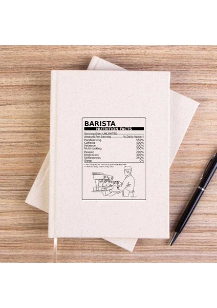 Barista Nutrition Krem Çizgisiz Kanvas Defter Çizgisiz