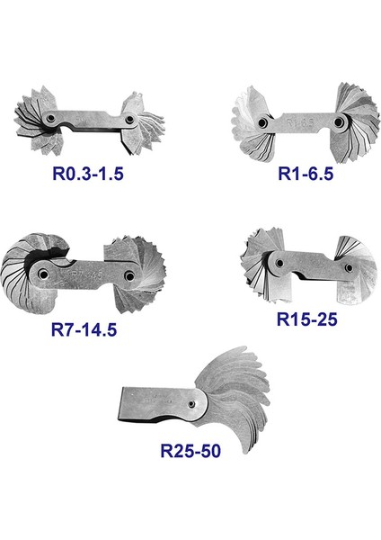 Paslanmaz Çelik Yarıçap Göstergesi Taşınabilir Içbükey Dışbükey Harici Dahili Ark Ölçüm Aleti Yarıçapı Fileto Gösterge Seti (5 Adet) (Yurt Dışından) fiyatları