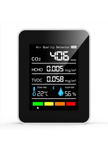 5 In1 Co2 Metre Dijital Sıcaklık Nem Test Cihazı Karbon Dioksit Dedektörü Hava Si Monitörü Tvoc Hcho Analizör-B (Yurt Dışından)