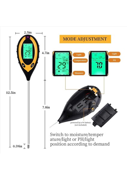 2x Toprak Ph Metre Toprak Test Cihazı 4&#39 Ü 1 Toprak Test Kiti Ph Nem Sıcaklığı Işık Su Test Cihazı ve Monitör Test Kitleri (Yurt Dışından) fırsatları