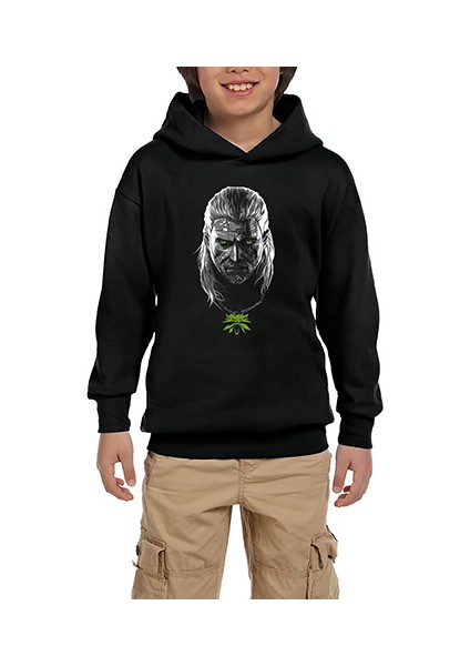 The Witcher Season 2 Geralt Siyah Çocuk Kapşonlu Sweatshirt