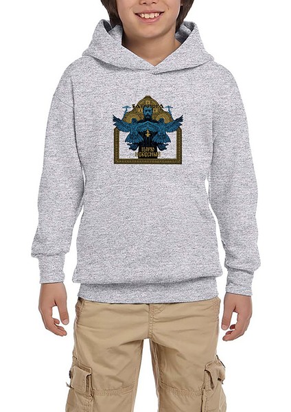Batushka Blue Gri Çocuk Kapşonlu Sweatshirt