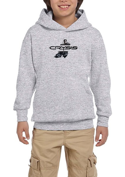 Crysis Stain Warrior Gri Çocuk Kapşonlu Sweatshirt