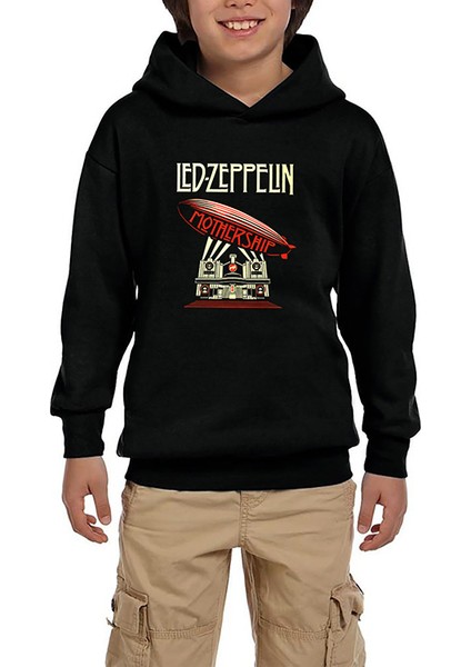 LED Zeppelin Mothership Siyah Çocuk Kapşonlu Sweatshirt