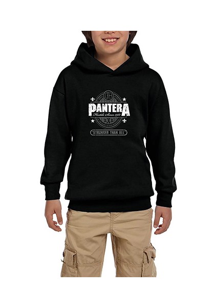 Pantera Stronger Than All Siyah Çocuk Kapşonlu Sweatshirt