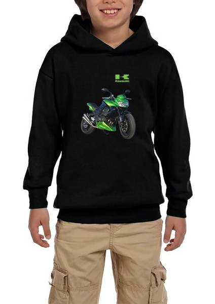 Kawaski Z750 Siyah Çocuk Kapşonlu Sweatshirt