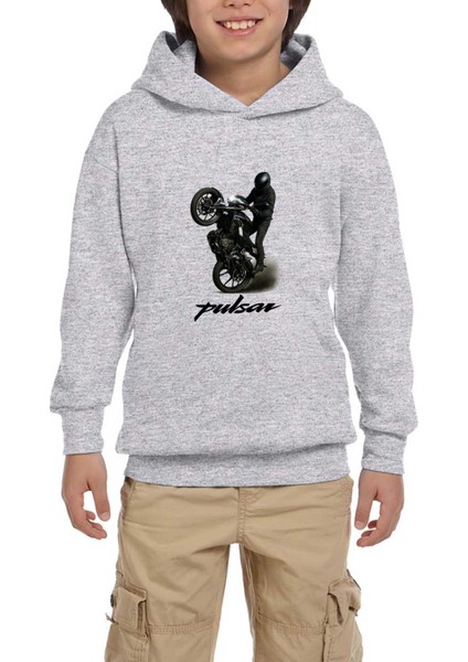 Pulsar NS200 Bike Gri Çocuk Kapşonlu Sweatshirt