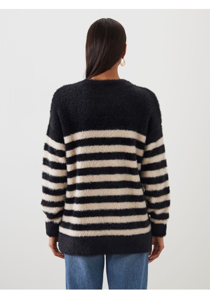 Yeni Sezon Bisiklet Yaka Çizgili Kadın Triko Tunik fırsatları