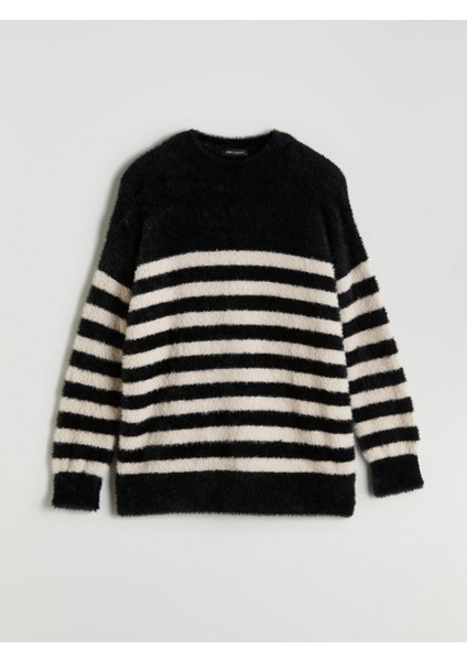 Yeni Sezon Bisiklet Yaka Çizgili Kadın Triko Tunik indirimleri