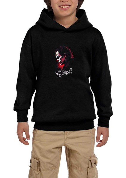 Joker Siyah Çocuk Kapşonlu Sweatshirt