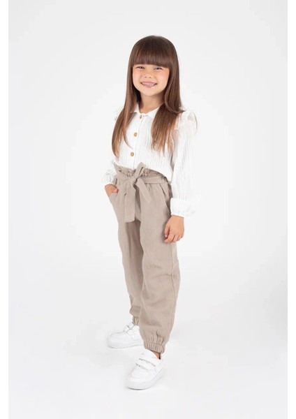 Kız Çocuk Müslin Pantolon-Gömlek Alt Üst Takım