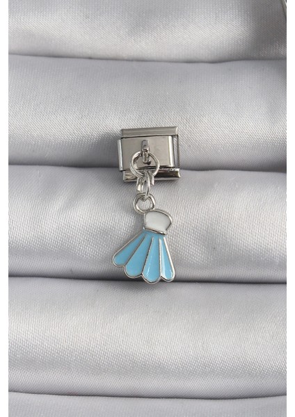 316L Çelik Gümüş Renk Mavi Renk Sallantı Elbise Model Nomination Charm