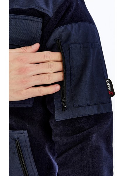 Erkek Polar Ceket Tam Fermuarlı 7 Cepli Siyah S-Gard Model