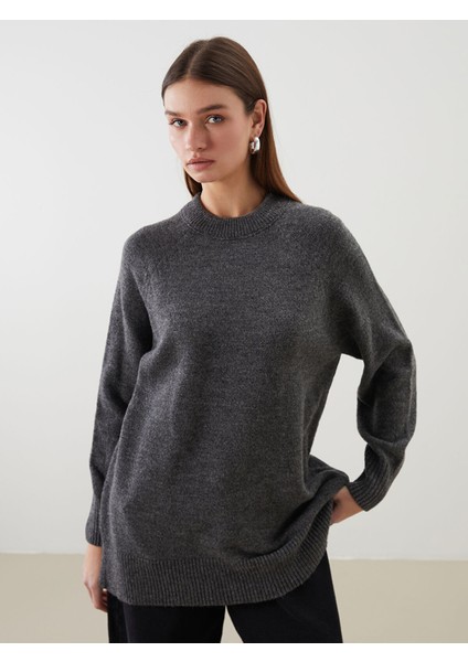 Yeni Sezon Bisiklet Yaka Oversize Kadın Triko Tunik