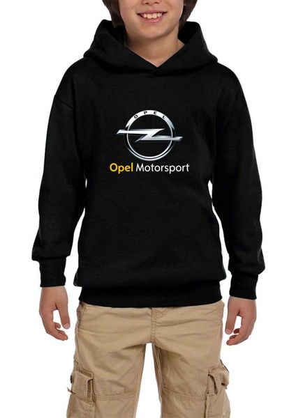 Opel Motorsport Siyah Çocuk Kapşonlu Sweatshirt