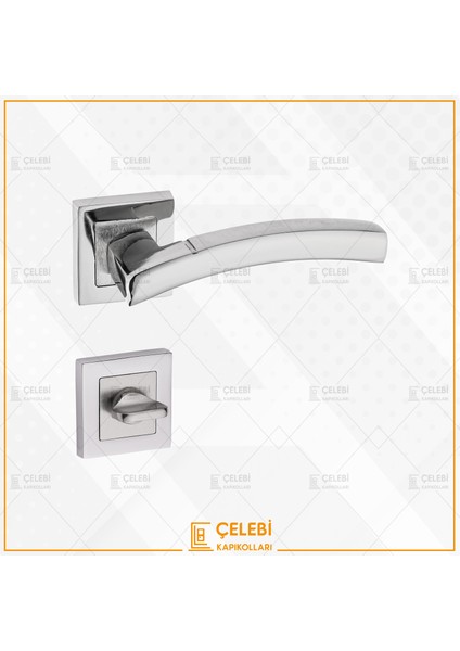 Balmondi Kol Kare Rozetli Nikel Saten Wc Kapı Kolu