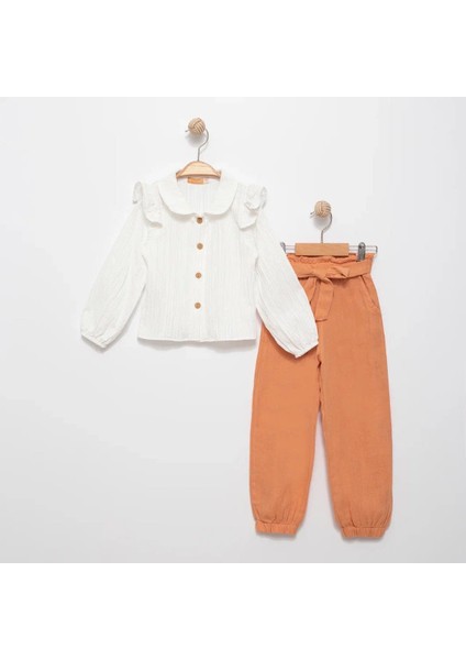 Kız Çocuk Müslin Pantolon-Gömlek Alt Üst Takım