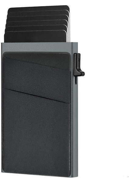 Premium Slim Metal Otomatik Kartlık – Rfıd Korumalı, Mekanizmalı, 10+ Kart Kapasiteli Gri