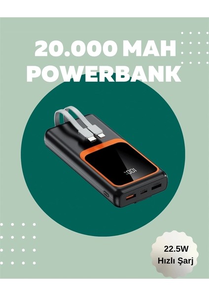Dijital Ekranlı 20.000 Mah Powerbank | 22.5W Hızlı Şarj + Çoklu Bağlantı Seçeneği fiyatları