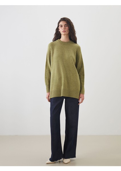 Yeni Sezon Bisiklet Yaka Oversize Kadın Triko Tunik fiyatları