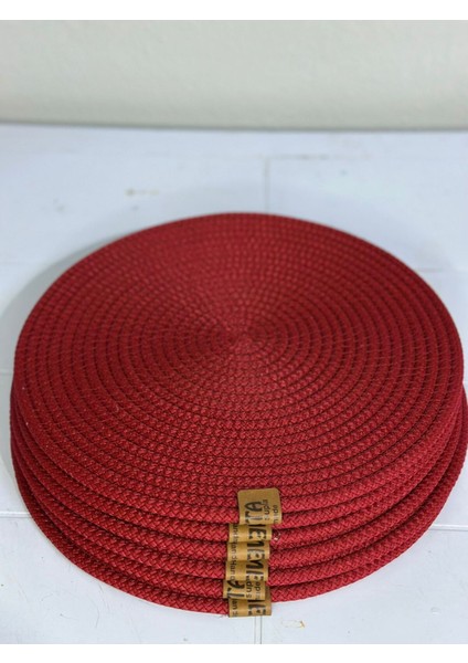 Amerikan Servis Runner 6 Lı Sunum Supla M&ro Gri Takımı Örgü Tabak Altı Yanmaz Bordo