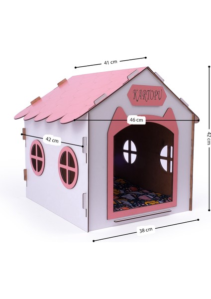 Ahşap Özel Isim Baskılı Dekoratif Kedi Evi-Kulübesi, Kediler Için Kulübe, Kedi Kulübesi Beyaz-Pembe fiyatları