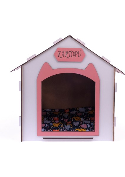 Ahşap Özel Isim Baskılı Dekoratif Kedi Evi-Kulübesi, Kediler Için Kulübe, Kedi Kulübesi Beyaz-Pembe fırsatları