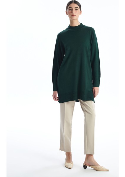 Yeni Sezon Kadın Yarım Balıkçı Yaka Düz Triko Tunik fırsatları