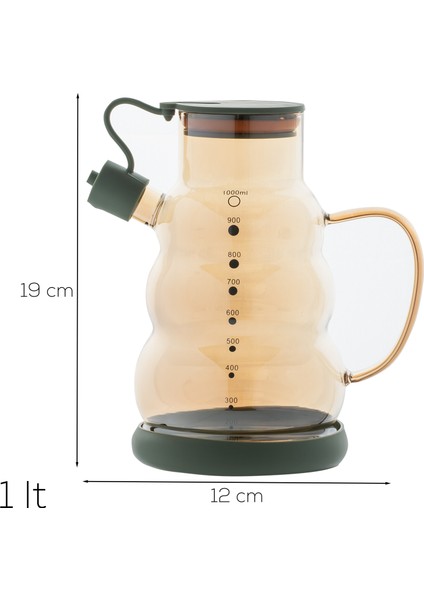 3617 Kapaklı Borosilikat Cam Yağlık Sirkelik Yağdanlık 1000ML Yeşil fırsatları