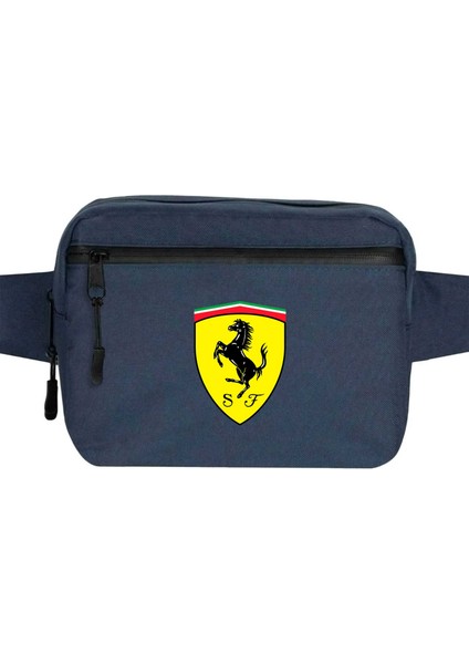 Ferari Logo Bel Çantası Fermuarlı Lacivert Renk