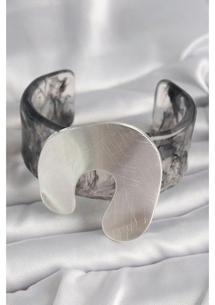 Siyah Mermer Desen Akrilik Plaka Vintage Kadın Bilezik fiyatları