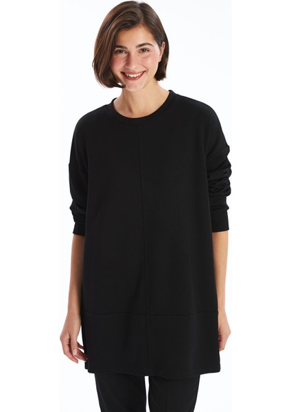 Yeni Sezon Bisiklet Yaka Düz Uzun Kollu Kadın Tunik