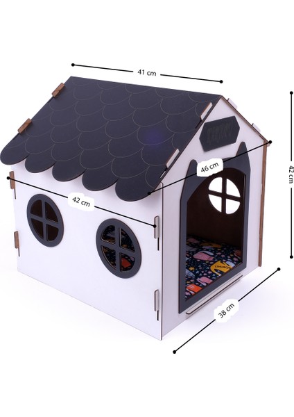 Ahşap Özel Isim Baskılı Dekoratif Kedi Evi-Kulübesi, Kediler Için Kulübe, Kedi Kulübesi Beyaz-Siyah fiyatları