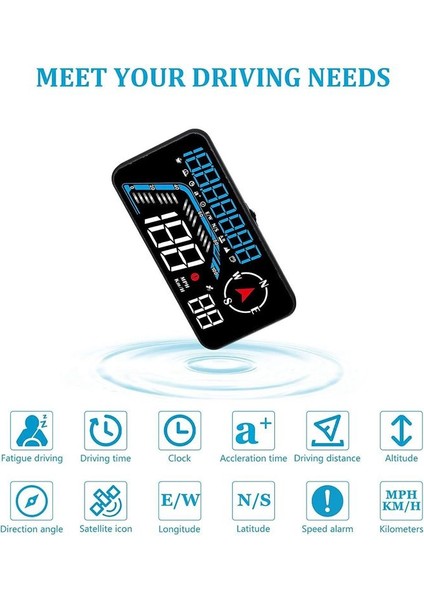 G12 Hud Başlık Ekranı Gps Araç Ekranı Hızlı Alarm Sürüş Hızı Evrensel Siyah (Yurt Dışından) fiyatları