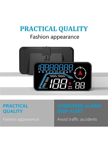 G12 Hud Başlık Ekranı Gps Araç Ekranı Hızlı Alarm Sürüş Hızı Evrensel Siyah (Yurt Dışından) fırsatları