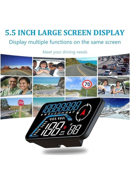 G12 Hud Başlık Ekranı Gps Araç Ekranı Hızlı Alarm Sürüş Hızı Evrensel Siyah (Yurt Dışından) indirimleri