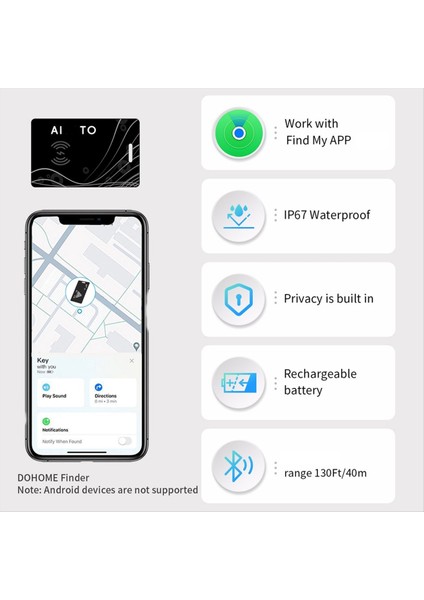 Aiyato Ince Cüzdan Kart Tracker Magnicy Şarj Gps Akıllı Etiketi Apple Için App Ios Keys Bavul Çantası Bulucu Bulun (Yurt Dışından) modelleri