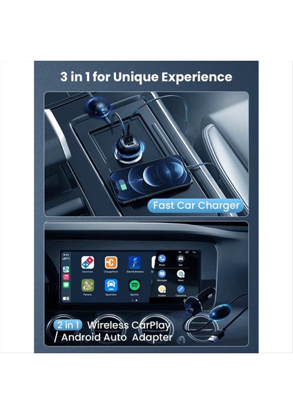 3&#39 Ü 1 Arada Kablosuz Carplay &amp Android Auto Mini Adaptör Araç Şarj Cihazı Wifi Bt Bağlantı Fişi ve Oynat Evrensel Kutusu (Yurt Dışından) modelleri