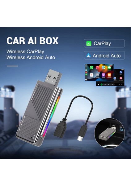 2&#39 De 1 Kablosuz Carplay Adaptörü Android Otomatik Kutusu Kablolu Kablosuz Dongle Aı Kutusuna Dönüştürün Wifi Fiş ve Oynat Bluetooth (Yurt Dışından) fırsatları