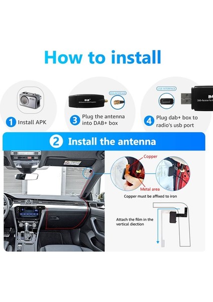 Dab USB Android Araba Radyosu Plus Anten Amplifikatör Alıcı Otomatik Tuner Kutu Adaptör Sinyali Booster Dongle Modülü Stereo Için (Yurt Dışından) fiyatları