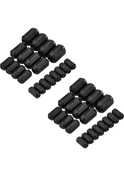 40 Adet Klipsli Ferrit Halka Çekirdek Rfı Emı Gürültü Bastırıcı Kablo Klipsi 3MM/5MM/7MM/9MM/13MM Çaplı Kablo Siyah (Yurt Dışından)