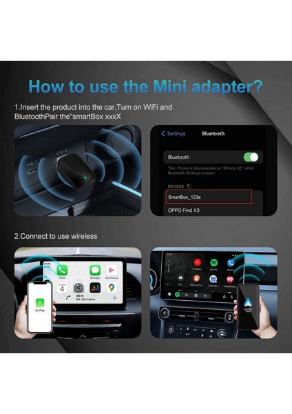 Araba Kablosuz Carplay &amp Android Otomatik Kutu 2in1 Kablosuz Dongle Fiş ve Oynat Mini Aı Kutusu Android Otomatik Car Carplay Adaptör (Yurt Dışından) modelleri